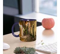 EMCLKS Tazze colazione,Durevole,Tazze Caffe e The 330ml,Idee Regalo Regali Natale,Mug per Lavastoviglie e Microonde,La piacevole scena del crepuscolo nei vicoli di Roma, il caldo giallo degli stretti