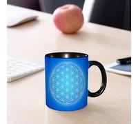 EMCLKS Tazze colazione,Durevole,Tazze Caffe e The 330ml,Idee Regalo Regali Natale,Mug per Lavastoviglie e Microonde,Decorazione di geometria sacra, motivo a griglia del fiore della vita sto da tipi s