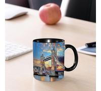 EMCLKS Tazze colazione,Durevole,Tazze Caffe e The 330ml,Idee Regalo Regali Natale,Mug per Lavastoviglie e Microonde,Vista di Londra del Tower Bridge al tramonto spettacolare con immagine sfocata del