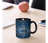 EMCLKS Tazze colazione,Durevole,Tazze Caffe e The 330ml,Idee Regalo Regali Natale,Mug per Lavastoviglie e Microonde,Vista dello skyline di Chicago, vista notturna dei grattacieli, città addormentata