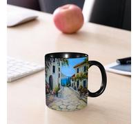 EMCLKS Tazze colazione,Durevole,Tazze Caffe e The 330ml,Idee Regalo Regali Natale,Mug per Lavastoviglie e Microonde,Città costiera del Mediterraneo meridionale europeo in pittura a olio