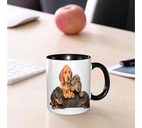 EMCLKS Tazze colazione,Durevole,Tazze Caffe e The 330ml,Idee Regalo Regali Natale,Mug per Lavastoviglie e Microonde,Gruppo di cuccioli di bassotto sdraiati insieme, isolati su sfondo bianco