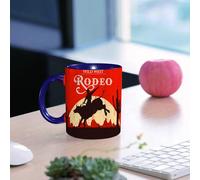EMCLKS Tazze colazione,Durevole,Tazze Caffe e The 330ml,Idee Regalo Regali Natale,Mug per Lavastoviglie e Microonde,Vintage, Rodeo Cowboy che cavalca il toro in legno Vecchio cartello in stile wester