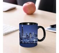 EMCLKS Tazze colazione,Durevole,Tazze Caffe e The 330ml,Idee Regalo Regali Natale,Mug per Lavastoviglie e Microonde,Città del Blues, grattacieli, skyline, edifici alti sulla riva del fiume