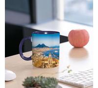 EMCLKS Tazze colazione,Durevole,Tazze Caffe e The 330ml,Idee Regalo Regali Natale,Mug per Lavastoviglie e Microonde,Città di Napoli con il Vesuvio al tramonto, Campania