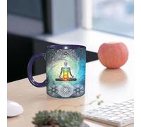 EMCLKS Tazze colazione,Durevole,Tazze Caffe e The 330ml,Idee Regalo Regali Natale,Mug per Lavastoviglie e Microonde,Uomo digitale che fa yoga per l'energia spirituale. Illustrazione di un uomo che fa