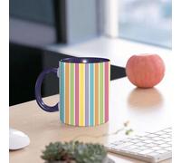 EMCLKS Tazze colazione,Durevole,Tazze Caffe e The 330ml,Idee Regalo Regali Natale,Mug per Lavastoviglie e Microonde,Ritratto ravvicinato di macaron a strisce colorate