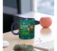EMCLKS Tazze colazione,Durevole,Tazze Caffe e The 330ml,Idee Regalo Regali Natale,Mug per Lavastoviglie e Microonde,Biglietto d'auguri con citazione Mangia, bevi e sii irlandese per il giorno di Sa