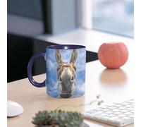 EMCLKS Tazze colazione,Durevole,Tazze Caffe e The 330ml,Idee Regalo Regali Natale,Mug per Lavastoviglie e Microonde,Ritratto di asino, naso e orecchie d'asino, cielo azzurro e nuvole scure come sfond