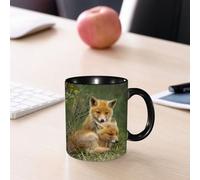 EMCLKS Tazze colazione,Durevole,Tazze Caffe e The 330ml,Idee Regalo Regali Natale,Mug per Lavastoviglie e Microonde,Animali, due tiche volpi, sdraiate sull'erba, che emanano innocenza e tranquillità