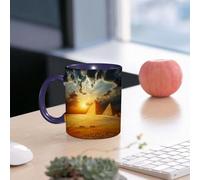 EMCLKS Tazze colazione,Durevole,Tazze Caffe e The 330ml,Idee Regalo Regali Natale,Mug per Lavastoviglie e Microonde,Piramidi di Giza nella valle di Giza in Egitto con un gruppo di beduini sui cammell
