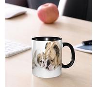 EMCLKS Tazze colazione,Durevole,Tazze Caffe e The 330ml,Idee Regalo Regali Natale,Mug per Lavastoviglie e Microonde,animale, bellissimo cucciolo di bulldog inglese con il suo padre