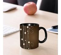 EMCLKS Tazze colazione,Durevole,Tazze Caffe e The 330ml,Idee Regalo Regali Natale,Mug per Lavastoviglie e Microonde,sfondo marrone con fiori posto per il testo