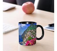 EMCLKS Tazze colazione,Durevole,Tazze Caffe e The 330ml,Idee Regalo Regali Natale,Mug per Lavastoviglie e Microonde,Italia, Vista panoramica di Positano Amalfi Napoli Fioritura Villaggio Costiera