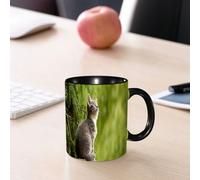 EMCLKS Tazze colazione,Durevole,Tazze Caffe e The 330ml,Idee Regalo Regali Natale,Mug per Lavastoviglie e Microonde,Gatto divertente seduto gattino amante degli animali domestici che guarda il cielo