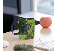 EMCLKS Tazze colazione,Durevole,Tazze Caffe e The 330ml,Idee Regalo Regali Natale,Mug per Lavastoviglie e Microonde,Cottage fantasy, residenza accogliente con una porta rotonda blu immersa in un luss