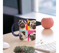 EMCLKS Tazze colazione,Durevole,Tazze Caffe e The 330ml,Idee Regalo Regali Natale,Mug per Lavastoviglie e Microonde,Quattro ritratti di carlini in stile Pop Art dai colori vivaci. sizione di bigliett