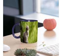 EMCLKS Tazze colazione,Durevole,Tazze Caffe e The 330ml,Idee Regalo Regali Natale,Mug per Lavastoviglie e Microonde,Gatto divertente seduto gattino amante degli animali domestici che guarda il cielo