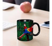 EMCLKS Tazze colazione,Durevole,Tazze Caffe e The 330ml,Idee Regalo Regali Natale,Mug per Lavastoviglie e Microonde,Pappagallo, ara rossa nella vegetazione della foresta pluviale