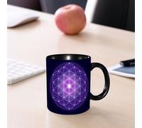 EMCLKS Tazze colazione,Durevole,Tazze Caffe e The 330ml,Idee Regalo Regali Natale,Mug per Lavastoviglie e Microonde,Blu scuro, Fiore della vita con stelle Simbolo spirituale Geometria sacra Antica