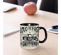 EMCLKS Tazze colazione,Durevole,Tazze Caffe e The 330ml,Idee Regalo Regali Natale,Mug per Lavastoviglie e Microonde,Campagna promozionale di un evento di corse su strada in stile vintage