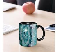 EMCLKS Tazze colazione,Durevole,Tazze Caffe e The 330ml,Idee Regalo Regali Natale,Mug per Lavastoviglie e Microonde,Enigmatico mosaico blu-verde a spirale, forme fluide astratte in toni di