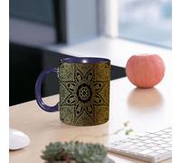 EMCLKS Tazze colazione,Durevole,Tazze Caffe e The 330ml,Idee Regalo Regali Natale,Mug per Lavastoviglie e Microonde,Mandala dorato, grande tema di armonia floreale asiatica, elementi artistici arabi
