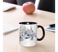 EMCLKS Tazze colazione,Durevole,Tazze Caffe e The 330ml,Idee Regalo Regali Natale,Mug per Lavastoviglie e Microonde,Vista della città di una tipica strada di Amsterdam con ciclisti e tram Olanda Paes