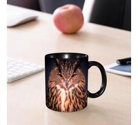 EMCLKS Tazze colazione,Durevole,Tazze Caffe e The 330ml,Idee Regalo Regali Natale,Mug per Lavastoviglie e Microonde,Blue Owl, un'immagine nitida sotto la tenda scura