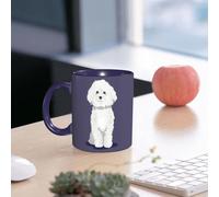 EMCLKS Tazze colazione,Durevole,Tazze Caffe e The 330ml,Idee Regalo Regali Natale,Mug per Lavastoviglie e Microonde,cane bichon frise bianco su sfondo monocolore