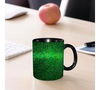EMCLKS Tazze colazione,Durevole,Tazze Caffe e The 330ml,Idee Regalo Regali Natale,Mug per Lavastoviglie e Microonde,Luci astratte verdi, design a mosaico con pixel quadrati, tecnologia geometrica