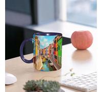 EMCLKS Tazze colazione,Durevole,Tazze Caffe e The 330ml,Idee Regalo Regali Natale,Mug per Lavastoviglie e Microonde,Venezia, edifici colorati e canale d'acqua con barche Isola di Burano nella laguna