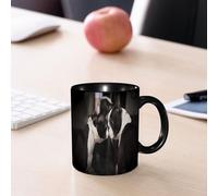 EMCLKS Tazze colazione,Durevole,Tazze Caffe e The 330ml,Idee Regalo Regali Natale,Mug per Lavastoviglie e Microonde,Un'immagine della tenera e affettuosaazione tra un cagnolino e un Boston Terrier bi