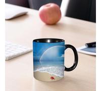 EMCLKS Tazze colazione,Durevole,Tazze Caffe e The 330ml,Idee Regalo Regali Natale,Mug per Lavastoviglie e Microonde,Un arcobaleno sul mare e stelle marine sulla spiaggia