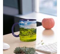 EMCLKS Tazze colazione,Durevole,Tazze Caffe e The 330ml,Idee Regalo Regali Natale,Mug per Lavastoviglie e Microonde,Toscana, Italia Luce del sole Fattoria Piantagione Fattorie Strada Pianta Verde imm