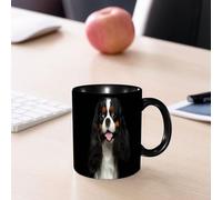 EMCLKS Tazze colazione,Durevole,Tazze Caffe e The 330ml,Idee Regalo Regali Natale,Mug per Lavastoviglie e Microonde,Ritratto di un cane Cavalier King Charles Spaniel su sfondo nero isolato