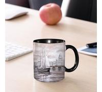 EMCLKS Tazze colazione,Durevole,Tazze Caffe e The 330ml,Idee Regalo Regali Natale,Mug per Lavastoviglie e Microonde,Una classica barca a vela che galleggia sull'acqua, c'è un edificio a cupola sul re