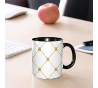 EMCLKS Tazze colazione,Durevole,Tazze Caffe e The 330ml,Idee Regalo Regali Natale,Mug per Lavastoviglie e Microonde,Glitter oro e modello bianco. Ornamento dorato.