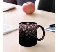 EMCLKS Tazze colazione,Durevole,Tazze Caffe e The 330ml,Idee Regalo Regali Natale,Mug per Lavastoviglie e Microonde,Glitter oro rosa cadenti su sfondo nero. Illustrazione vettoriale