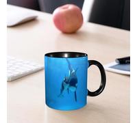EMCLKS Tazze colazione,Durevole,Tazze Caffe e The 330ml,Idee Regalo Regali Natale,Mug per Lavastoviglie e Microonde,Le orche assassine, le orche nella zona blu nuotano insieme ai loro piccoli