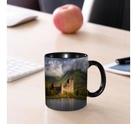 EMCLKS Tazze colazione,Durevole,Tazze Caffe e The 330ml,Idee Regalo Regali Natale,Mug per Lavastoviglie e Microonde,Riflessi del castello nella luce del mattino, altopiani, Scozia, cielo nuvoloso, mo
