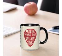 EMCLKS Tazze colazione,Durevole,Tazze Caffe e The 330ml,Idee Regalo Regali Natale,Mug per Lavastoviglie e Microonde,Musica rock, dove le parole falliscono, la musica parla, citazione, slogan musicale