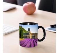 EMCLKS Tazze colazione,Durevole,Tazze Caffe e The 330ml,Idee Regalo Regali Natale,Mug per Lavastoviglie e Microonde,Abbazia di Senanque e ri di lavanda in fiore al tramonto. Gordes, Luberon, Vaucluse