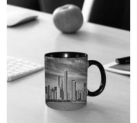 EMCLKS Tazze colazione,Durevole,Tazze Caffe e The 330ml,Idee Regalo Regali Natale,Mug per Lavastoviglie e Microonde,Skyline di Chicago, foto filtrata in bianco e nero di un paesaggio urbano sul lungo