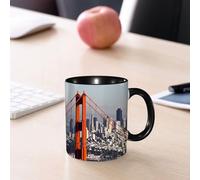 EMCLKS Tazze colazione,Durevole,Tazze Caffe e The 330ml,Idee Regalo Regali Natale,Mug per Lavastoviglie e Microonde,Stati Uniti, Ponte di San Francisco e Metropoli del paesaggio urbano Financial D