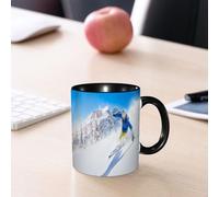 EMCLKS Tazze colazione,Durevole,Tazze Caffe e The 330ml,Idee Regalo Regali Natale,Mug per Lavastoviglie e Microonde,Sciatore che scia in discesa in alta montagna, sport invernali estremi, hobby, atti