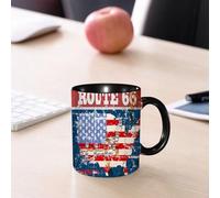EMCLKS Tazze colazione,Durevole,Tazze Caffe e The 330ml,Idee Regalo Regali Natale,Mug per Lavastoviglie e Microonde,La mappa americana retrò della Route 66