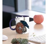 EMCLKS Tazze colazione,Durevole,Tazze Caffe e The 330ml,Idee Regalo Regali Natale,Mug per Lavastoviglie e Microonde,Disegno con scudo con spada nordica, elmo vichingo e corvo seduto su di esso isolat