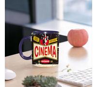 EMCLKS Tazze colazione,Durevole,Tazze Caffe e The 330ml,Idee Regalo Regali Natale,Mug per Lavastoviglie e Microonde,Cartello retrò in latta con cinepresa e biglietto del cinema su sfondo nero.