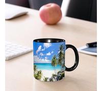 EMCLKS Tazze colazione,Durevole,Tazze Caffe e The 330ml,Idee Regalo Regali Natale,Mug per Lavastoviglie e Microonde,Barbados Mar dei Caraibi Barbados, spiaggia bianca, palme e acqua turchese sotto un